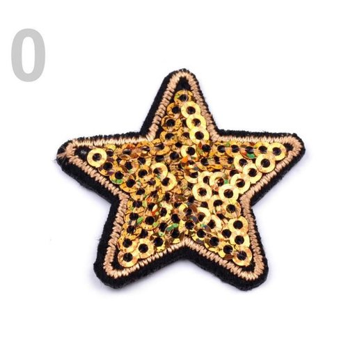 2pc 10 or le lieutenant. de fer sur le patch étoiles avec des paillettes des patchs coudre-sur au fe sku-74132
