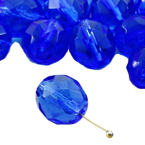 8pcs crystal dark bleu saphir clair ronde à facettes feu poli entretoise tchèque perles de verre 10m sku-33324