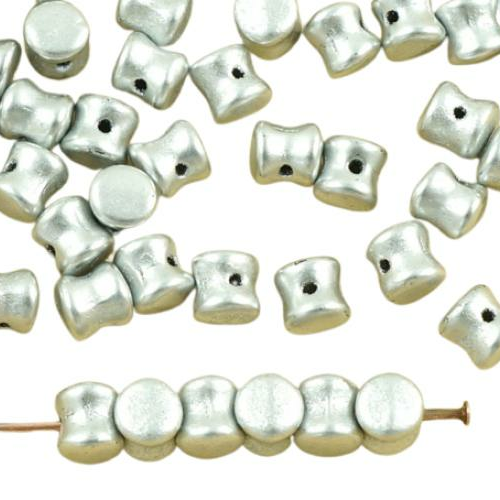 60pcs mat métallisé aluminium argent pellet preciosa diablo dogbone tchèque perles de verre 4mm x 6m sku-35480