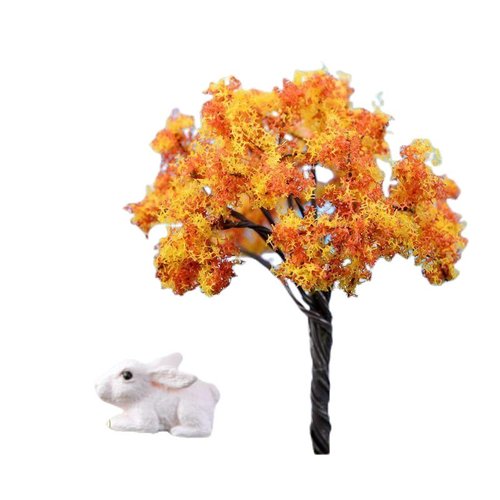 2pcs couleur jaune orangé à l'automne l'arbre plantes artificielles arbres miniature intérieur maiso sku-128350