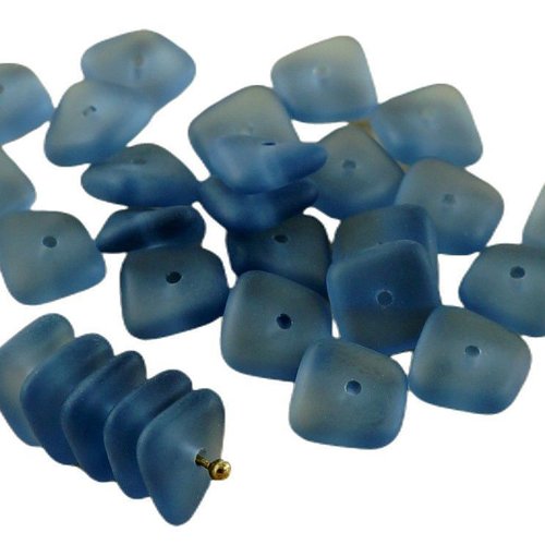 20pcs mat montana saphir bleu bleuet plat agité carré puce rondelle de verre tchèque perles mer styl sku-30681