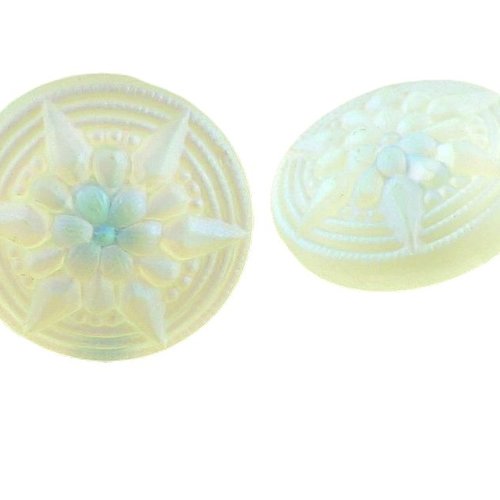 1pc mat blanc cristal ab dépoli edelweiss fleur à la main le verre tchèque bouton taille 8 18mm sku-30753