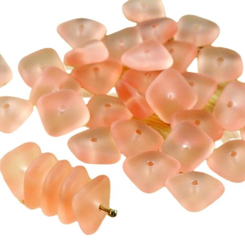 20pcs matte crystal rose valentine givré plat agité carré puce rondelle de verre tchèque perles mer  sku-30672