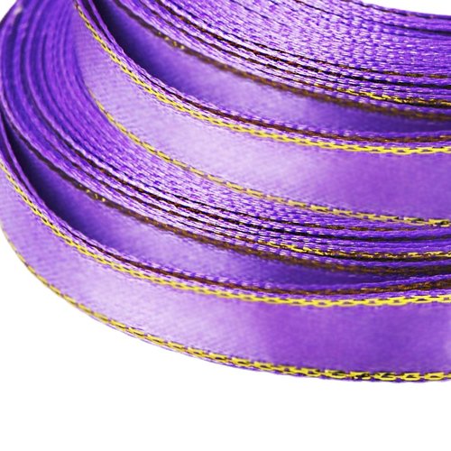 20m 66ft 22yds rouleau pourpre violet or bordure de la ligne ruban satin rayé l'artisanat tissu déco sku-38138