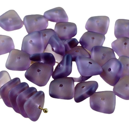 20pcs mat cristal violet givré plat agité carré puce rondelle de verre tchèque perles mer style 10mm sku-30668