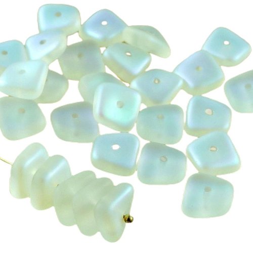 20pcs mat blanc cristal ab moitié givré plat agité carré puce rondelle de verre tchèque perles mer s sku-30679