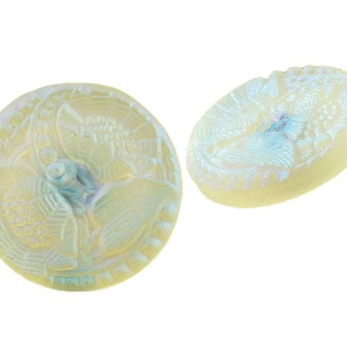 1pc mat blanc cristal ab dépoli de fleurs pivoine à la main le verre tchèque bouton taille 8 18mm sku-30758