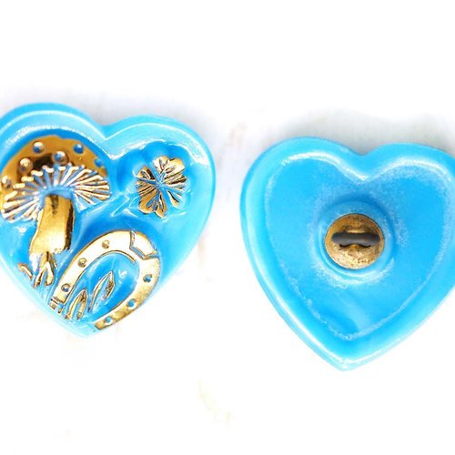 1pc opaque bleu opale en or chanceux cœur champignons amanite fer à cheval quadrilobée de la st patr sku-30816