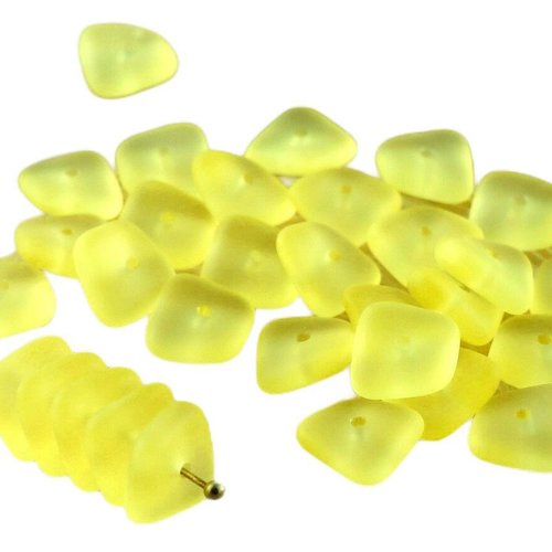 20pcs matte crystal jonquille jaune givré plat agité carré puce rondelle de verre tchèque perles mer sku-30676