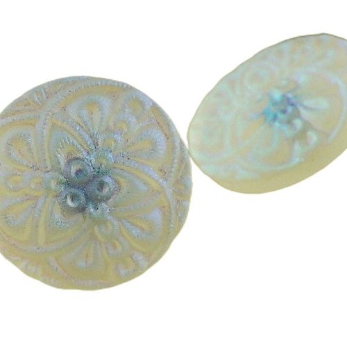 1pc mat blanc cristal ab dépoli oriental fleur à la main le verre tchèque bouton taille 8 18mm sku-30754