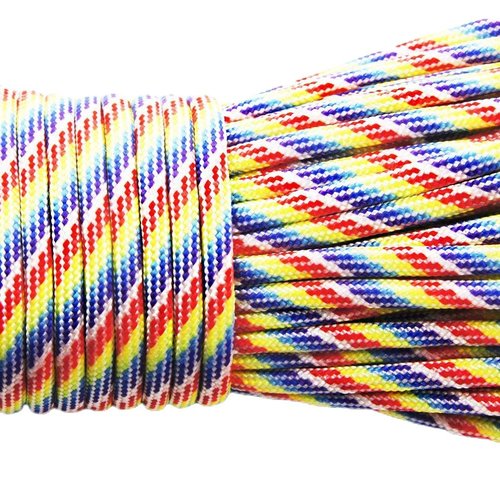 2m 6.56 ft 2.18 yrd arc-en-ciel rayé paracord 330 parachute macramé de perles cordon tressé corde su sku-38190