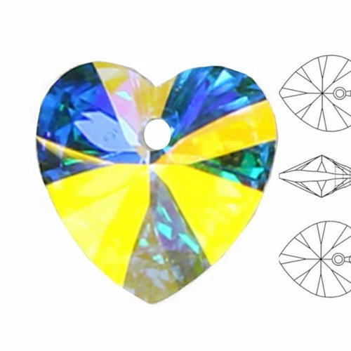 4pcs izabaro crystal crystal ab 001ab pendentif coeur perle cristaux de verre 6228 izabaro pierre fa sku-928044