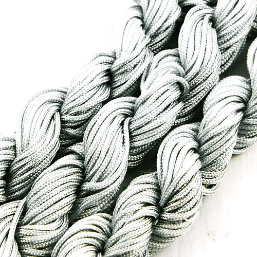 18m 57ft 19yrd gris argenté cordon nylon torsadées tressé de perles nouage la chaîne shamballa kumih sku-38281