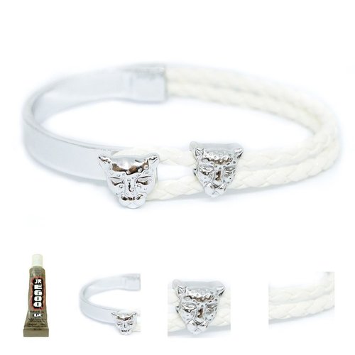 1 ensemble de bracelet kraftika craie blanc tressé cordon en cuir faux pu 999 métal zamak plaqué d'a sku-466325