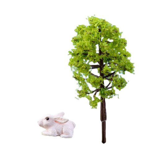 2pcs arbres vert plantes artificielles miniature intérieur maison de poupée la forêt fée jardin camp sku-128349