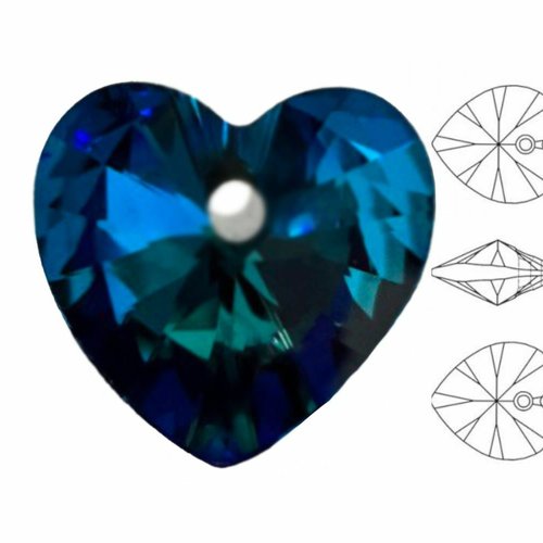4pcs izabaro crystal bermuda blue 001bb pendentif coeur perle cristaux de verre 6228 izabaro pierre  sku-928047
