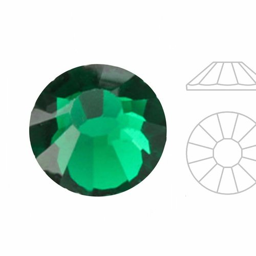 144pcs izabaro cristaux vert émeraude 205 rond chaton rose dos plat ss12 de verre 3mm 2038 izabaro c sku-745284