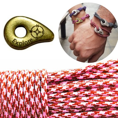 1 diy bracelet kraftika rose marron explorer laiton antique plaqué métal zamak paracord des survie m sku-260001