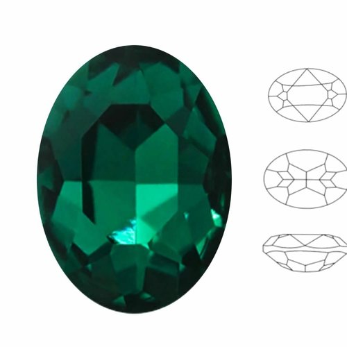 4 pcs izabaro cristaux vert émeraude 205 ovale fantaisie pierre de verre 4120 izabaro chaton facette sku-542142