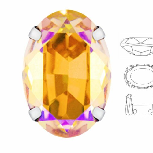 4 pièces izabaro cristal soleil 001sun ovale fantaisie pierre 13x18mm verre cristal argent couleur c sku-613572