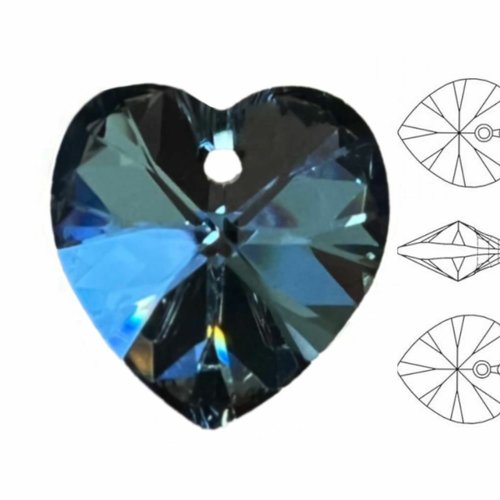 2pcs izabaro crystal crystal silver night 001sini pendentif coeur perle cristaux de verre 6228 izaba sku-928053