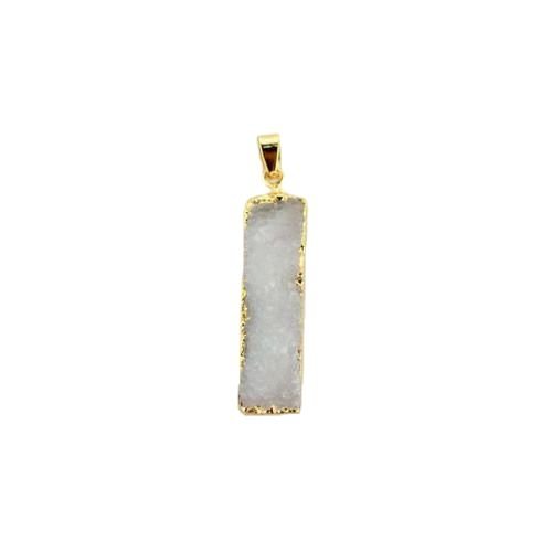 1pc blanc cristal d'or glaçon colonne de barre druzy glace quartz agate pierre naturelle plaqué foca sku-43652