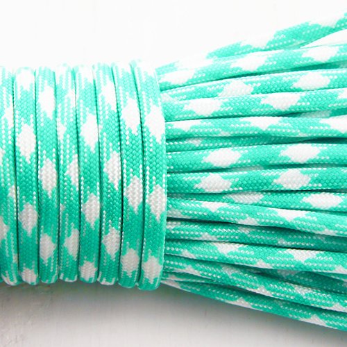 2m 6.56 ft 2.18 yrd blanc turquoise vert rayé paracord 330 parachute macramé de perles cordon tressé sku-38183