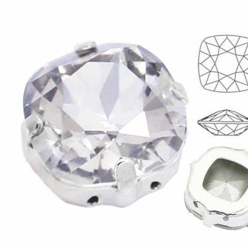 6pcs izabaro crystal crystal 001 coussin carré fantaisie pierre cristaux de verre griffes argentées  sku-928256