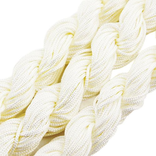 18m 57ft 19yrd blanc corde de nylon torsadé tressé perles nouage la chaîne shamballa kumihimo macram sku-38285
