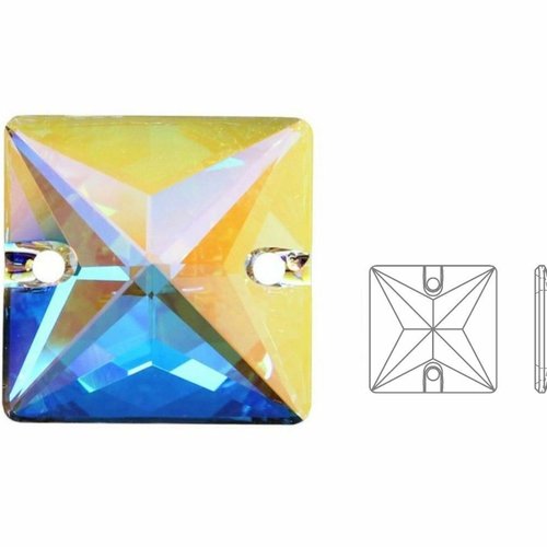 8 pièces izabaro cristaux cristal ab 001ab carré coudre sur de verre en pierre à dos plat 3240 izaba sku-873516
