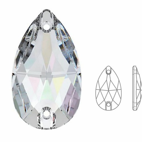 4 pièces izabaro cristaux cristal ab 001ab larme coudre sur de verre en pierre à dos plat 3230 izaba sku-872533