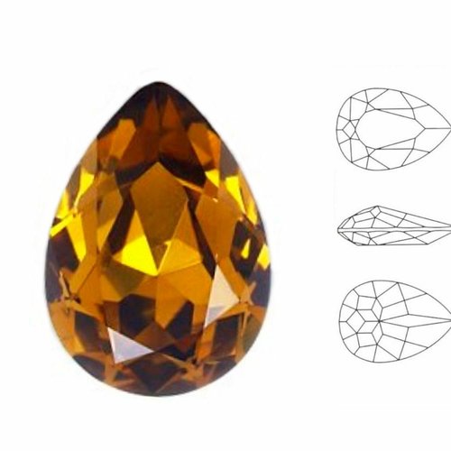 4 pièces izabaro cristaux topaze jaune 203 poire larme fantaisie pierre de verre 4320 izabaro chaton sku-877273