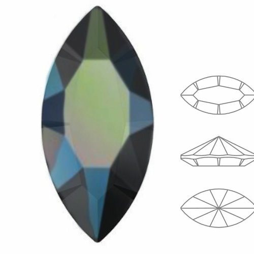 6 pièces izabaro cristaux jet aurore boreale ab 280ab navette fantaisie pierre de verre pétale feuil sku-877467