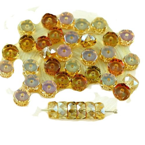 60pcs cristal jaune celsian tchèque en verre à facettes disque rondelle perles rondes plates pièce d sku-29193