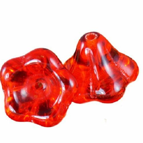 De grandes cloche rouge fleur tchèque perles verre bohème halloween 11mm x 13mm 6pcs sku-19220