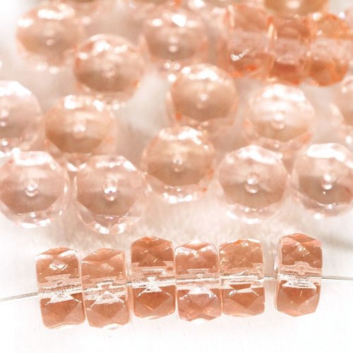 60pcs cristal rose plat monnaie rond de feu poli facettes disque rondelle perles verre tchèque 6mm x sku-43289