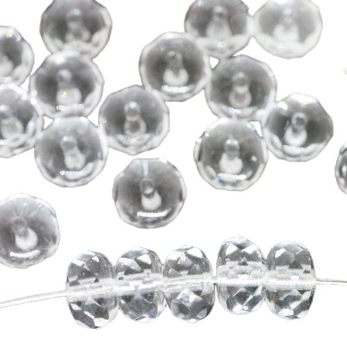 40 pièces cristal feu poli ronde à facettes rondelle tchèque perles de verre 7mm x 4mm sku-43292