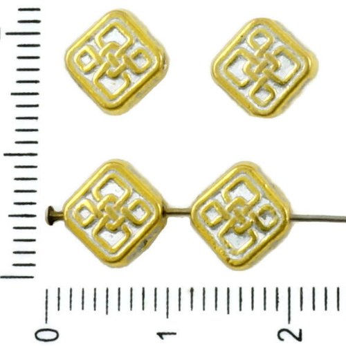 16pcs tons d'or argent mat patine plat losange carré celtique keltic celtik noeud noeud perles des d sku-36751