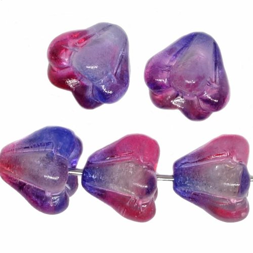 30 pièces cristal alaska rose bleu foncé cloche bébé petites casquettes bohème fleur perles tchèque  sku-614781