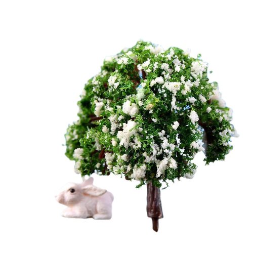 2pcs vert blanc fleur de fleur d'arbre plantes artificielles arbres miniature intérieur maison poupé sku-128348