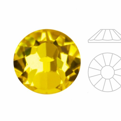 144pcs izabaro crystal topaz jaune 203 ss12 soleil round rose argent plat arrière cristaux de verre  sku-913095