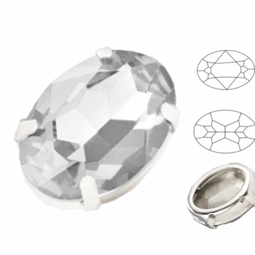 4pcs izabaro cristaux cristal 001 ovale fantaisie pierre de verre griffes d'argent 4120 izabaro coud sku-928254