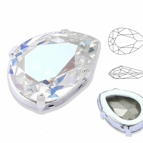 4pcs izabaro cristaux cristal 001 poire larme fantaisie pierre de verre griffes d'argent 4320 izabar sku-928252
