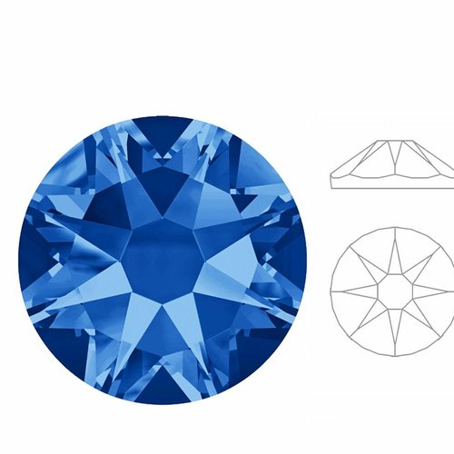 144pcs izabaro crystal sapphire bleu 206 ss12 étoile ronde rose or plat arrière cristal de verre 208 sku-889058