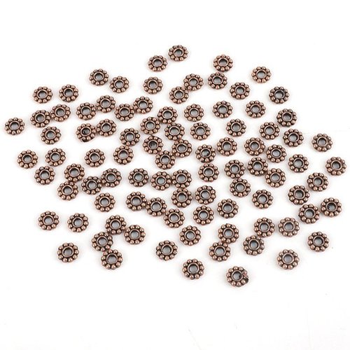 40pcs spacer de cuivre rondelle flat round bead grand trou métal lead free metal 6mmx2mm sku-928230