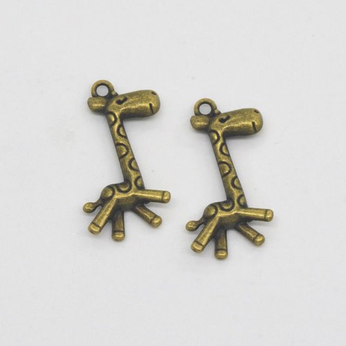 4pcs pendentifs animaux en bronze antique breloques girafe résultats métal animal 15mm x 29mm 4mm sku-928260