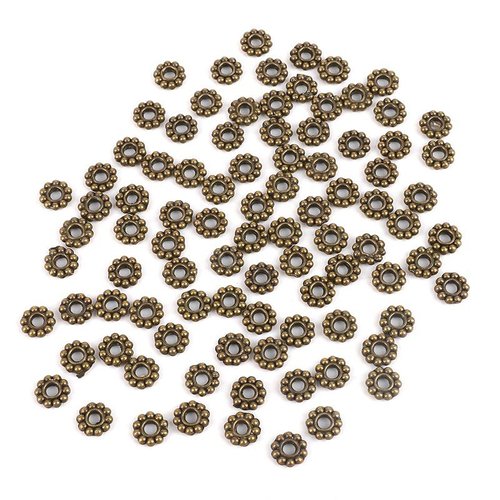 40pcs spacer de bronze rondelle plate ronde bead grand trou métal lead free metal 6mmx2mm sku-928229