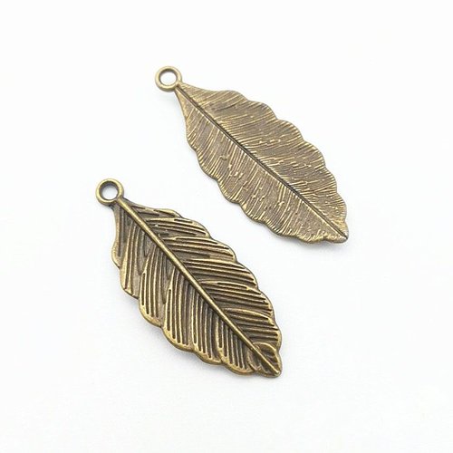 10pcs feuilles de bronze antiques charms 31.50mm x 12.50mm 1mm sku-928255