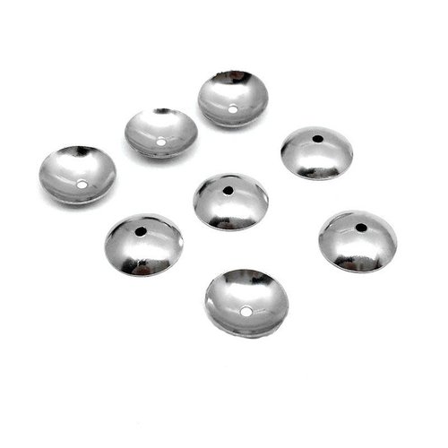 20pcs capuchon de perles en acier inoxydable plaqué argent résultats métalliques rondes 6mm x 0.8 mm sku-928249