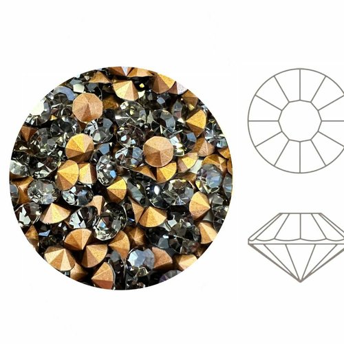 144pcs izabaro cristaux diamant noir 215 rond chaton rose point retour de verre 1028 izabaro strass  sku-928226